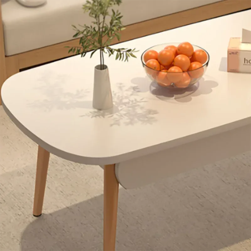 Simples sala de estar mesa café organizador madeira minimalista montagem em pé mesa café piso branco basse salão móveis para casa