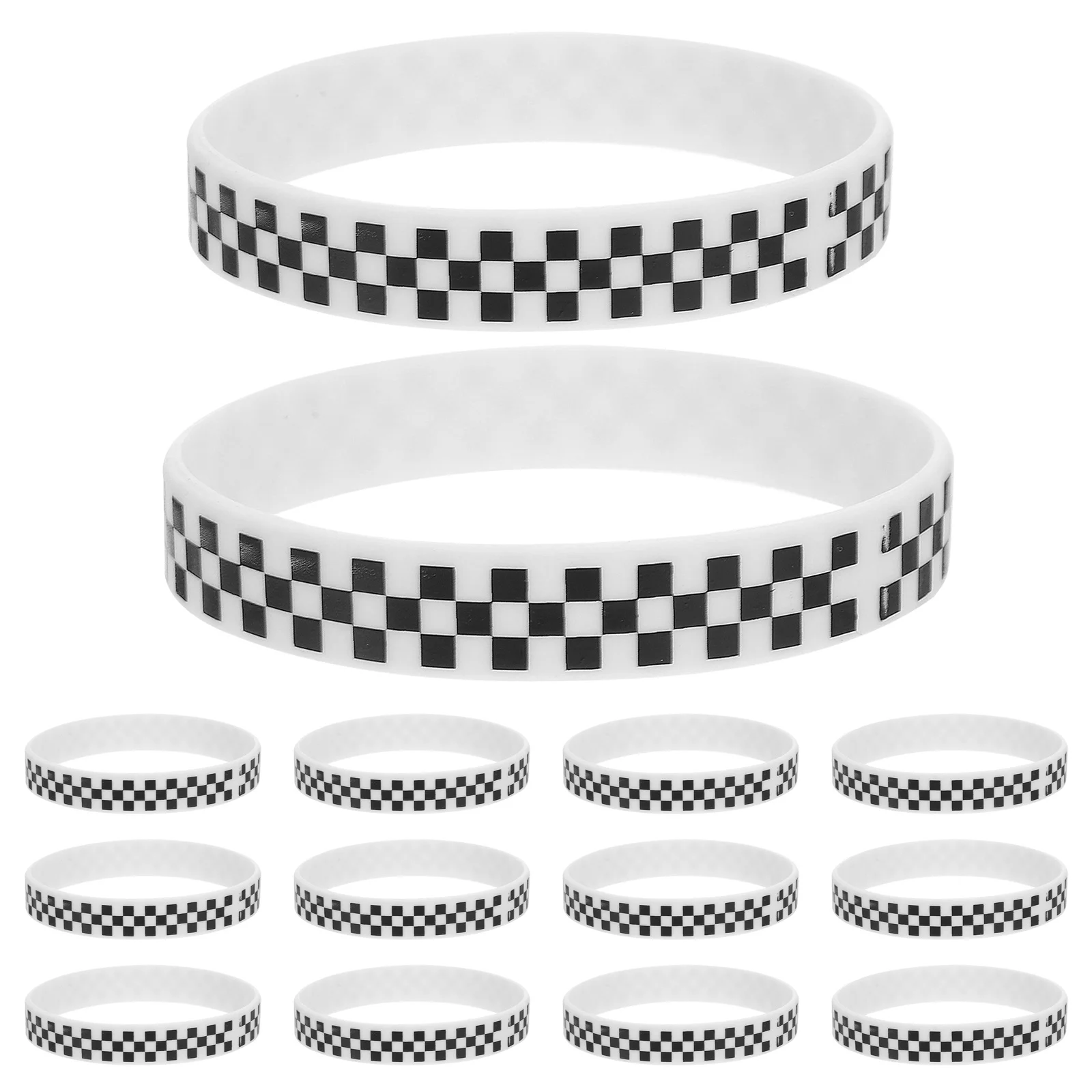 

40Pcs Racing Flag Checkered Wristbands Black White Silicone Bracelets Party Festival Sports Event Rubber Wrist Bands Supplies