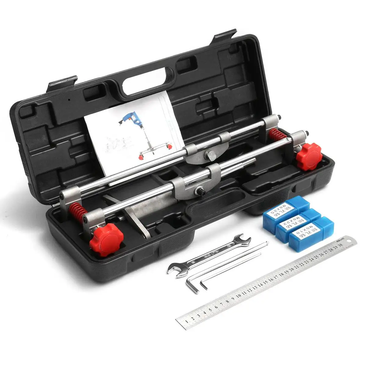 8 Pcs Lock Mortiser Key Case Maintenance Security Tool Door Lock Mortice Kit With 3 Cutters Mortice Door Fitting Jig