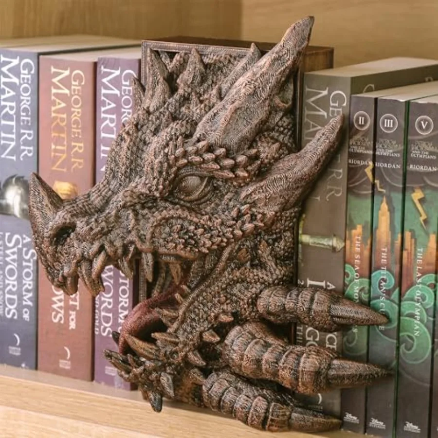 

3D-печатная книжная подставка Dragon Book Nook в стиле фэнтези-хоррор, расписанная вручную, в ретро-стиле, декоративный настольный реквизит, подставка для книг