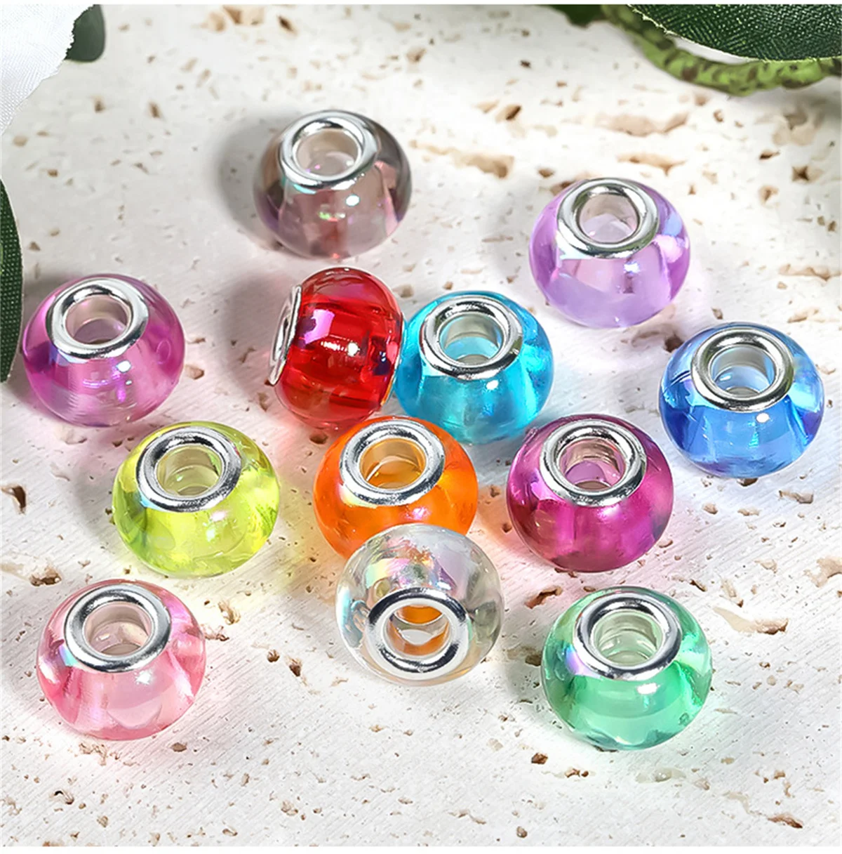 14 mm Fashion Solid Arcylic Beads Transparent Flat Round Beads DIY Clothing Phone Chain Beads Wholesale Accessorics