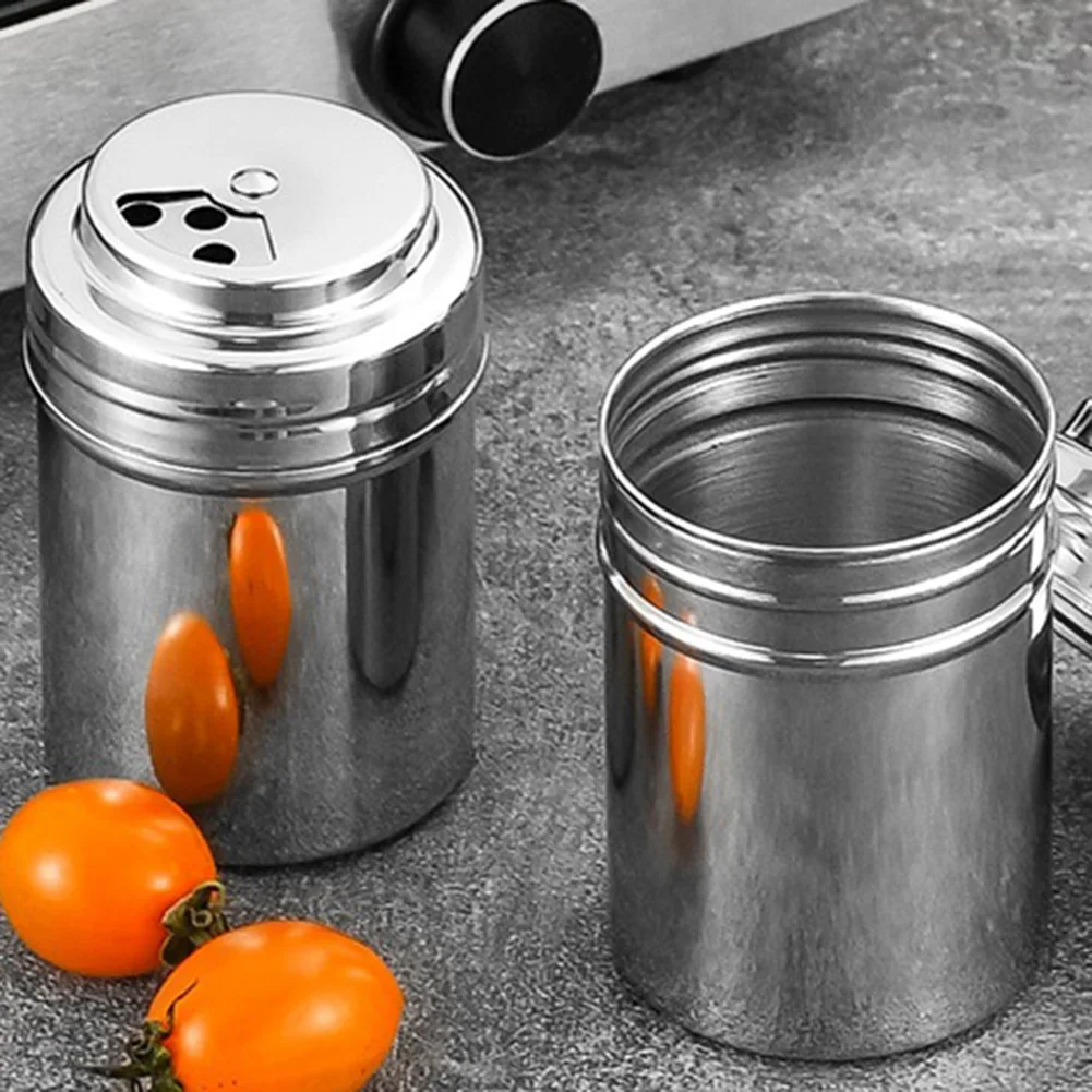 Stainless Steel Rotating Top Spice Dispenser for BBQ Seasoning Salt Pepper Cumin Sesame Chili Chicken Essence Storage