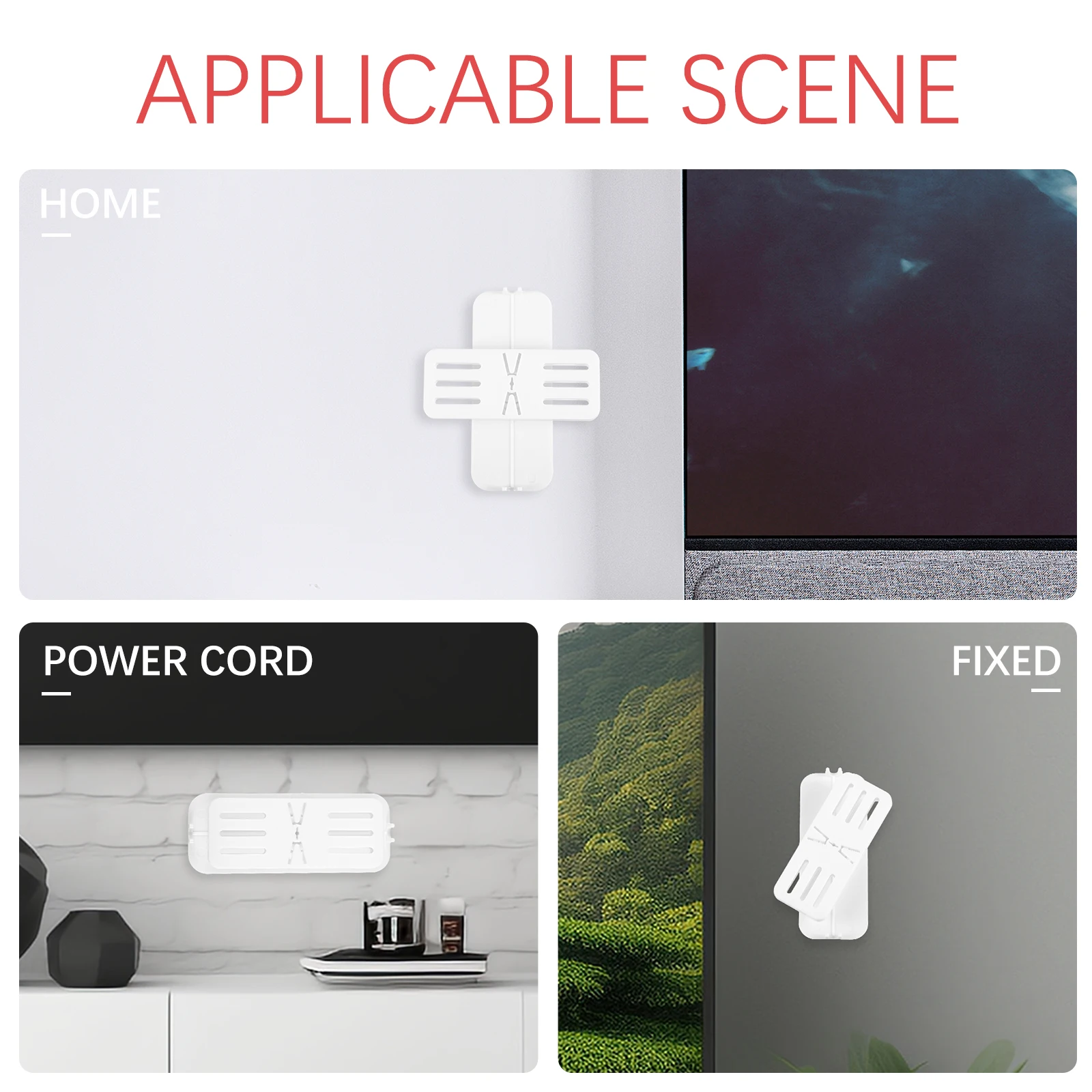 

Socket Holder Adhesive Power Strip Organizer Wall Fixer Punch Free Modern Design Durable ABS Material Rotating Hook Wire