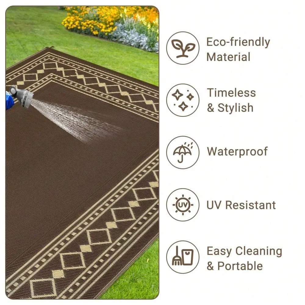 

Outdoor Rug Plastic Straw Rug Waterproof Reversible Rug, UV Resistant Outdoor Carpet, Foldable Lightweight Camping Mat With Sto