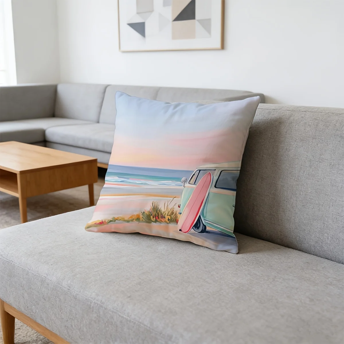 1pc Vintage Surfboard & Coastal Beach Nautical Pillowcase - Double-Sided Decor Cushion Cover Suitable for Car, Sofa, Bed, Zipper Closure, Machine Washable, Retro Surfing Gift for,, Beach Decorations (Insert Not Included)