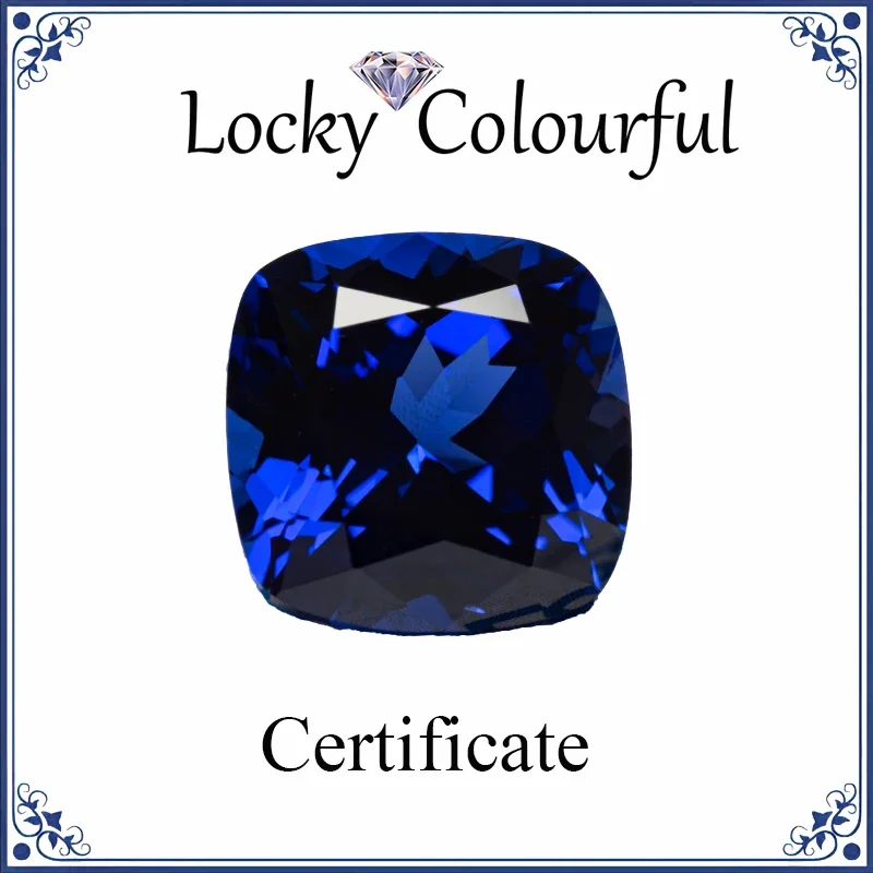 

Lab Grown Sapphire Square Cushion Shape Royal Blue color Charm Beads for Diy Jewelry Making Necklace Selectable AGL Certificate