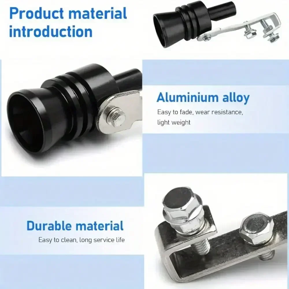 صافرة صوت توربو سوداء مقاس XL - محاكي صوت عادم السيارة، جهاز تجديد كاتم صوت توربو عالمي للسيارات #4