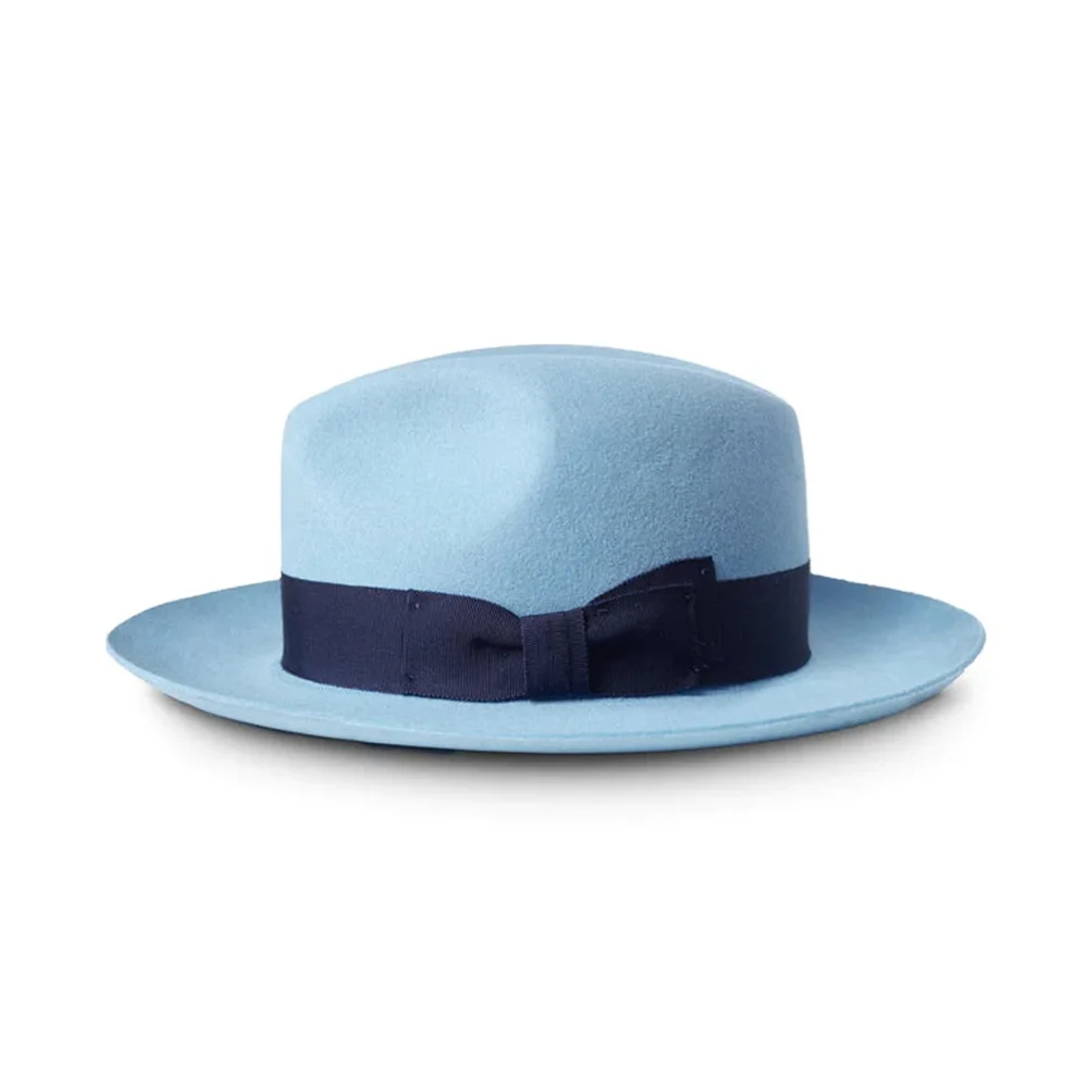 bowler hat men hats Fedoras Hat Jazz Color Block Hat Bow Elegant Pure Wool Sunshade Felt Hat