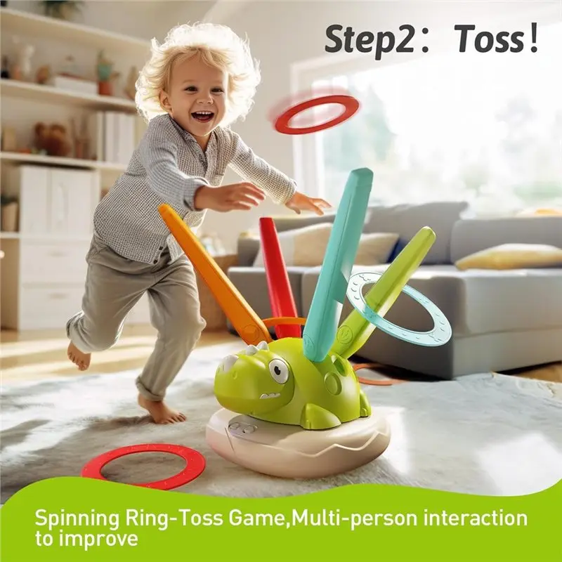 BEDW-Musical Jump Toss Ring Game 3-In-1 Rocket Launcher Toy For Kids Remote Control Indoor/Outdoor Active Play Equipment