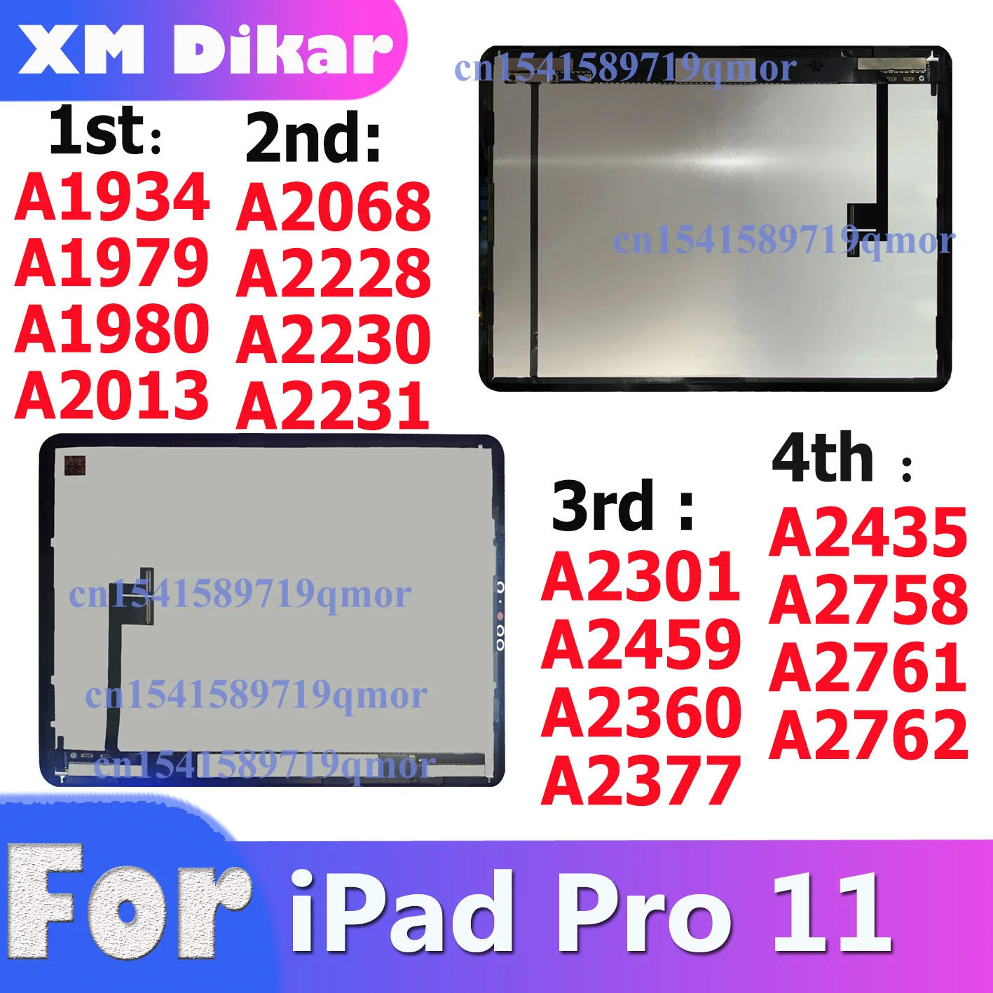 New LCD For iPad Pro 11 1st 2nd 3rd 4th 2018 2020 2021 A1980 A2013 A2068 A2460 A2435 Touch Screen Display Assembly Replacement