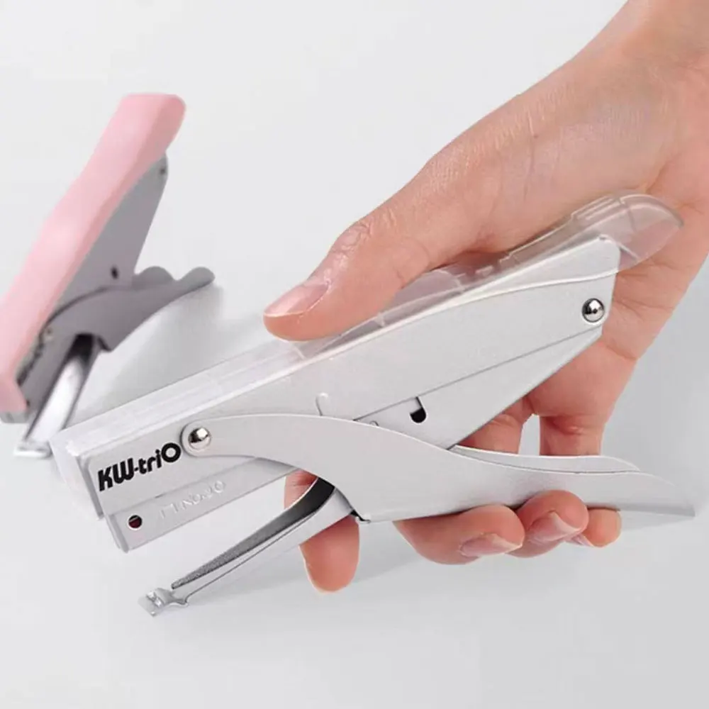 1pc metal handheld stapler, lever-operated for effortless use, uses size 10 staples, and can staple 10 sheets of paper at a time
