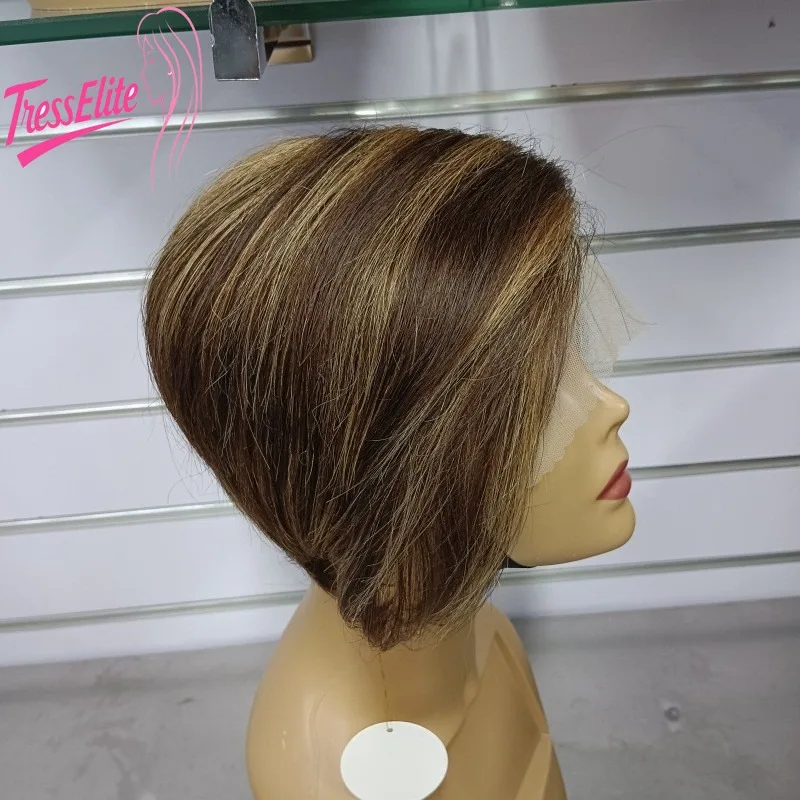 

Premium 13*4 Lace Front Pixie Short Natural Color 350#1b/27#1b/99j# Human Hair Wig Glueless Ready To Wear 180% Density for Women