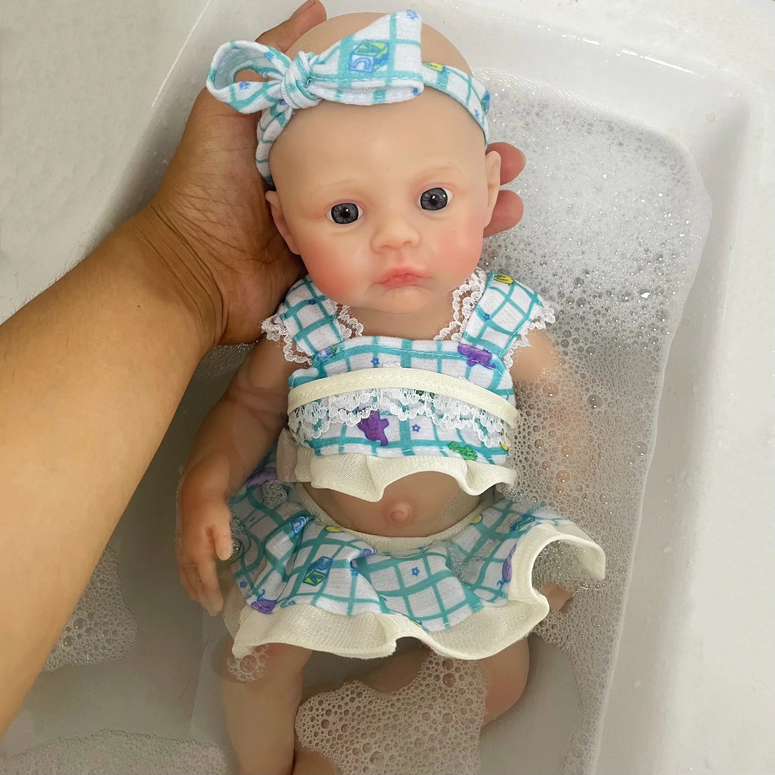 دمية أطفال صغيرة مطلية بالسيليكون مقاس 13 بوصة، هدية لعبة دمية أصلية للفتيات من السيليكون الصلب قابلة للغسل