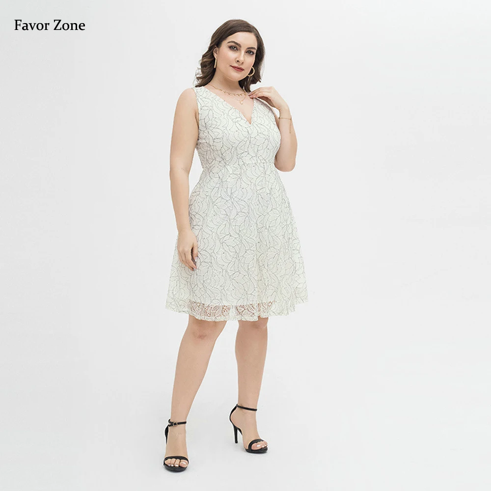 2022 Summer Plus Size Dresses For Women White Sleeveless Tank Dress Casual Loose Large Size Midi Dress Elegant Lace Dresses Lady