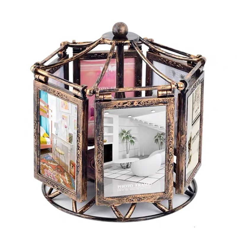 4/5 Inch Picture Frame Decoration Wedding Vintage Photo Frame Ornaments Home Decor Living Room Desk Windmill Carousel Frames