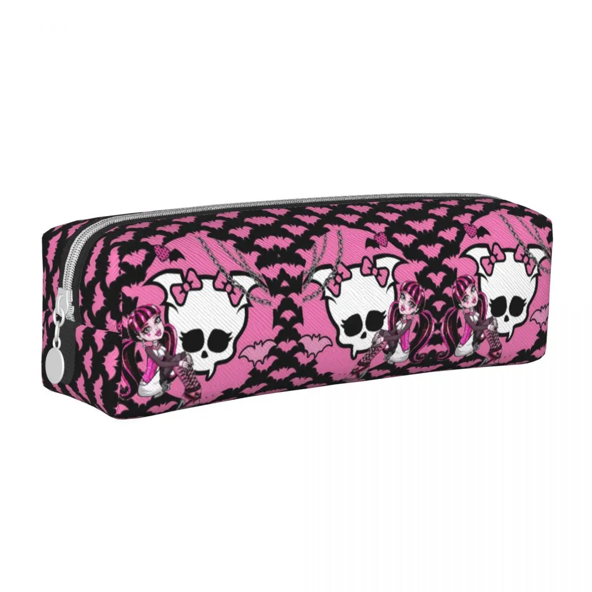 monster high lapis case rosa e preto estetico portatil caixa de lapis meninas meninos legal escola lapis cases grafico papelaria 01