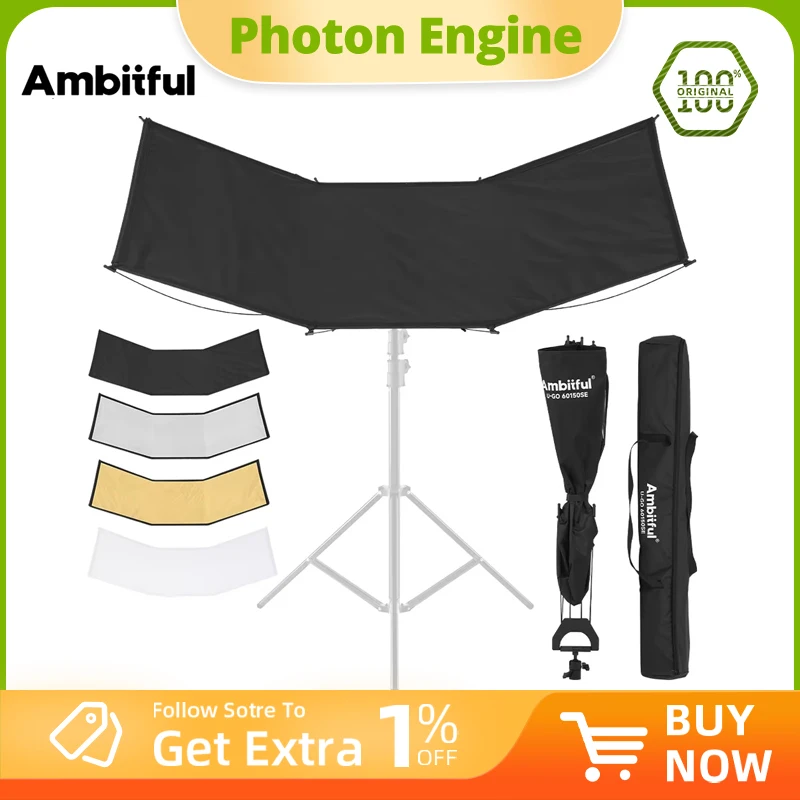 Ambitful 4-in-1 U-Shape Reflector UGO 46105SE 60150SE Gold Silver Black White Diffusers One-touch Open Close Reflective Screen