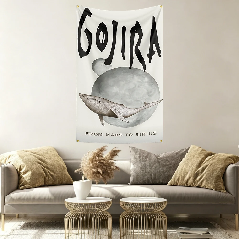 Gojira Music Flag Banner Vivid Color Fade Resistant With Metal Grommets Outdoor Garden Yard Indoor Dorm Room Wall Hanging Decor