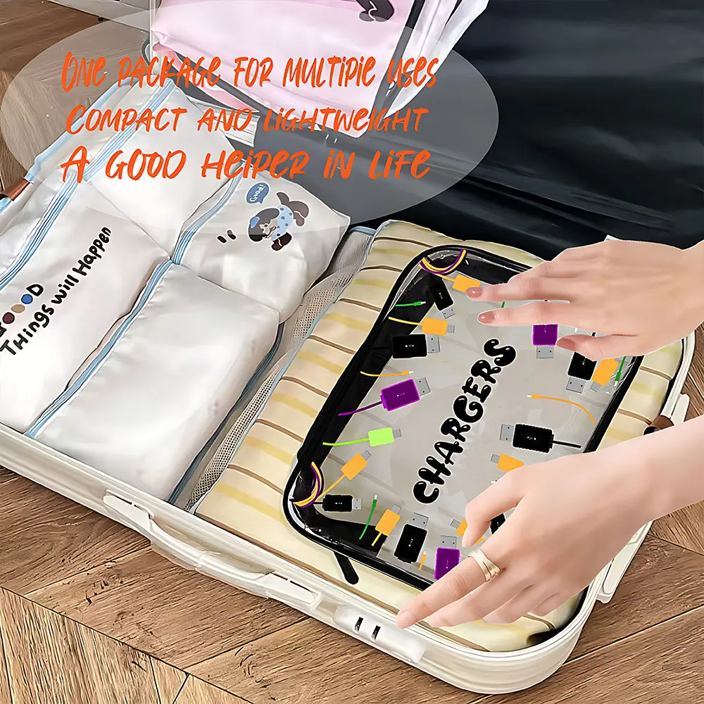 Ladies' Transparent Makeup Bag Medicine Cosmetic Bag Easy to Wipe Portable Travel Storage Bag Daily Use Trip Toiletry Travel Bag