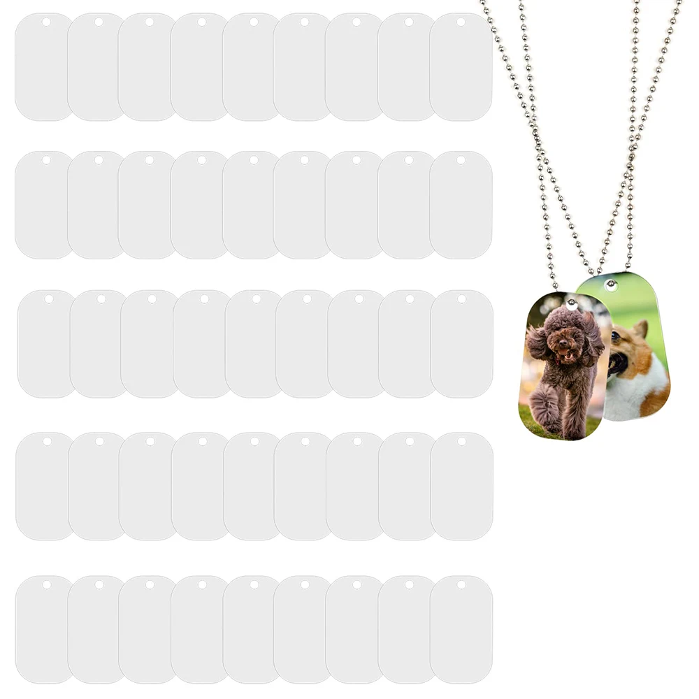 

15pcs Sublimation Dog Tags Blanks Necklace with 15pcs Ball Chains&1pc Sublimation Tape Double Sided Aluminum ID Tags For DIY