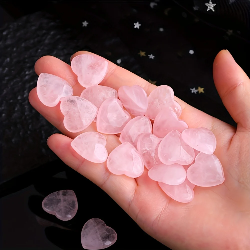5/10/20/30 Uds. Mini piedra de 20mm con forma de corazón, cristal, decoración del hogar, estatua, cuarzo rosa Natural, Reiki, piedras preciosas curativas, regalo de bolsillo
