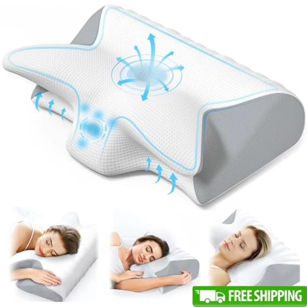 

Ergonomic Cervical Neck Pillow Memory Foam Pain Relief Contour Support Adjustable Orthopedic Neck Shoulder Back Sleep