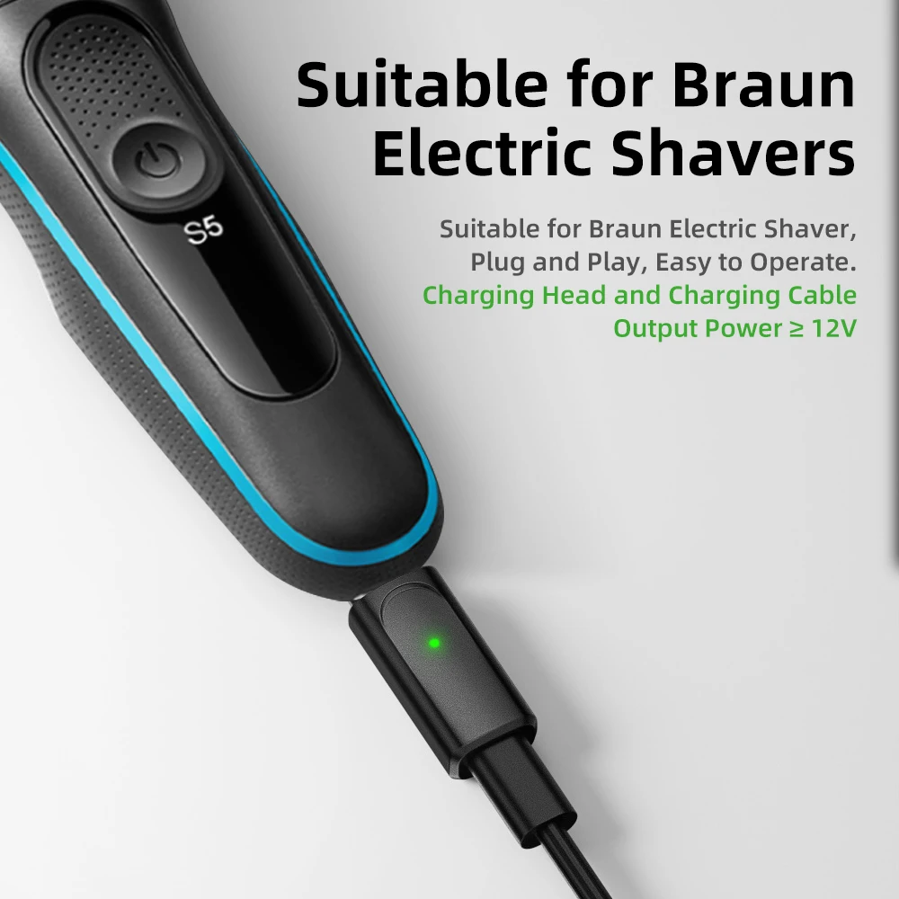 Адаптер для бритвы LISI 12 В Type-C, зарядный преобразователь для электробритвы Braun Series 3, 5, 7, 9, с индикатором зарядки