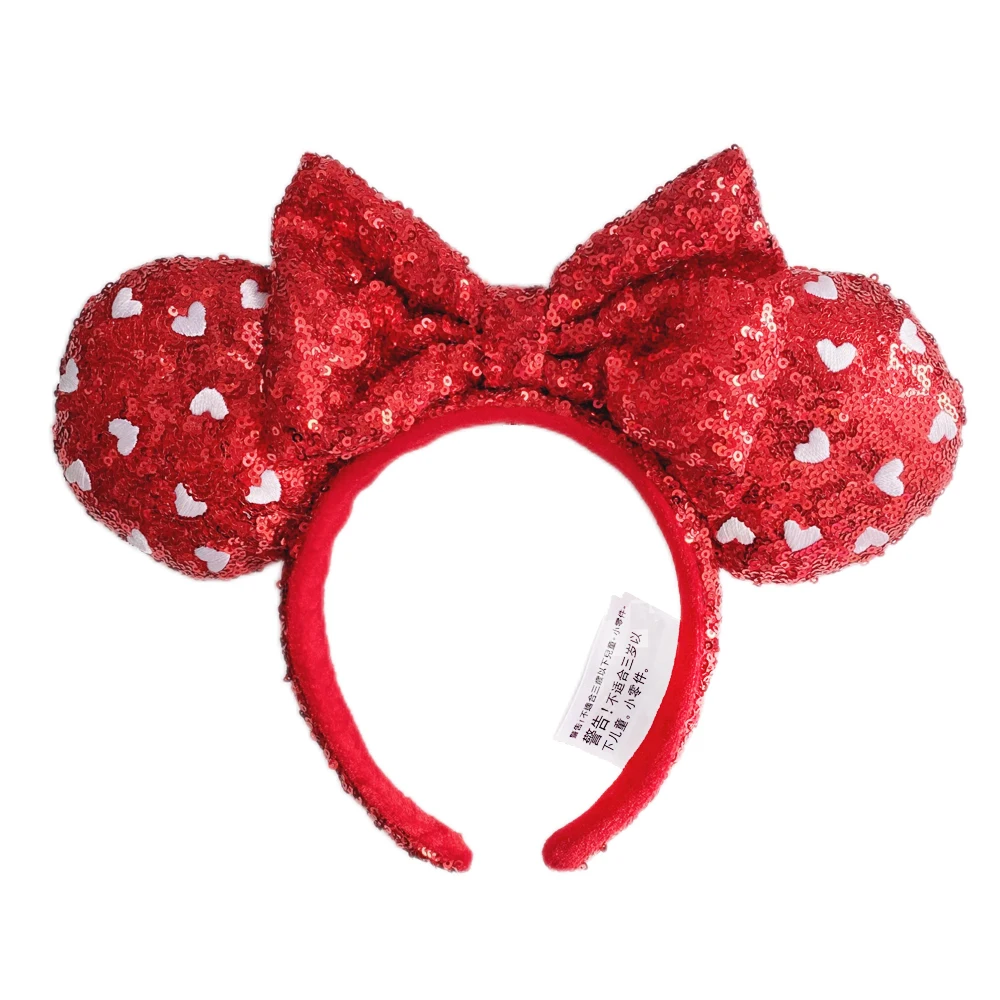 Disney Minnie Mickey Ears Headband Holiday Party Sequins Headdress Bows EARS COSTUME Headband Cosplay Plush Adult/Kids Gift image 3