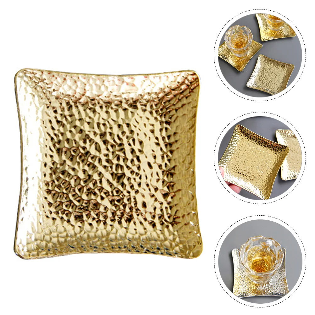 

Stylish Metal Cup Holder Coaster 1pc Copper Drink Tray Heat Resistant Table Mat for Home Bar Holiday Decor