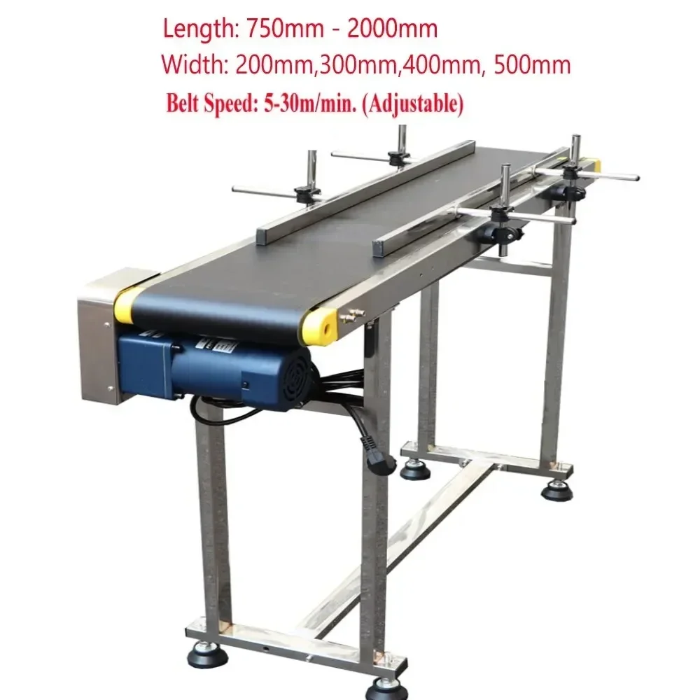 750 MM -200 CM PVC Conveyor Belt Machine 59''x 7.8'' With Stainless Steel Adjustable Guardrail for Automatic Electric Industrial