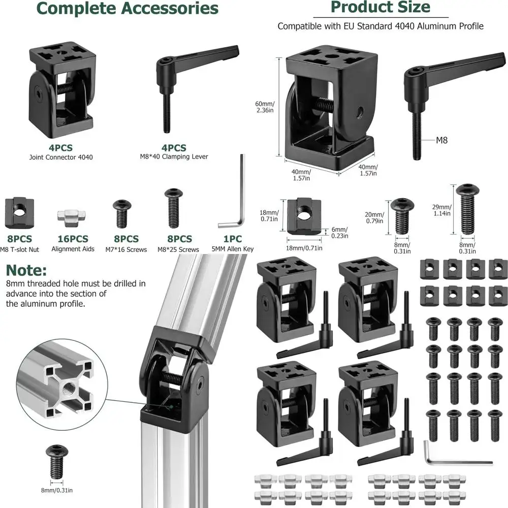 

180 ° Вращающийся шарнир с зажимным рычагом для алюминиевого профиля 4040 EU