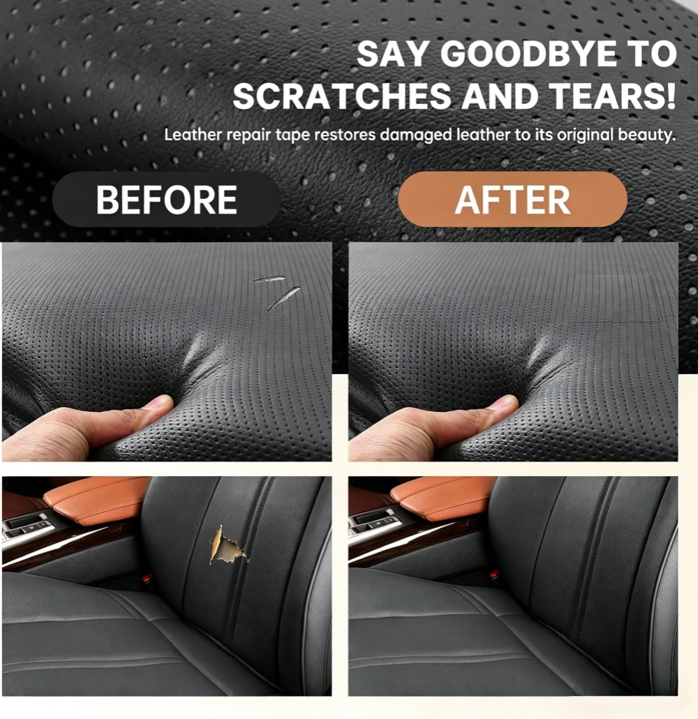 

Perforated Leather Repair Patch Breathable Self Adhesive Leather Repair Tape, Large Vinyl Patch Kits for Furniture,Sofa,Car Seat