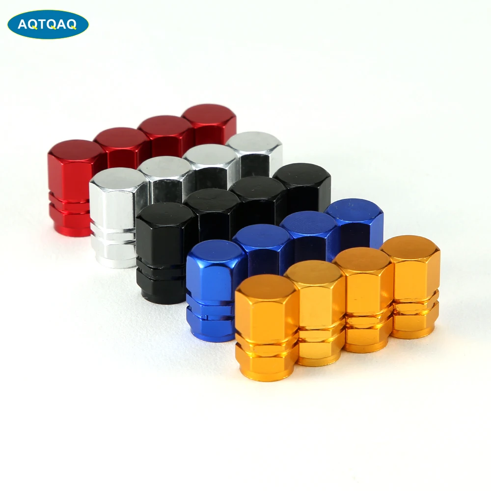 

4Pcs/Set Tire Valve Stem Caps, Hex Design Multi-Color Anodized Machined Aluminum Alloy Bicycle Bike Tire Valve Caps Dust Covers