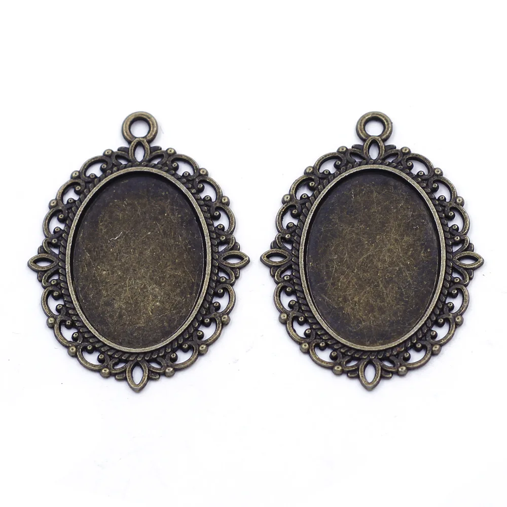 

500 шт., оптовая продажа, подвески-подвески, камея, кабошон, разъем, овальный бронзовый тон, 4x3 см (1 5/8 "x 1/8") (подходит 25x18 мм)