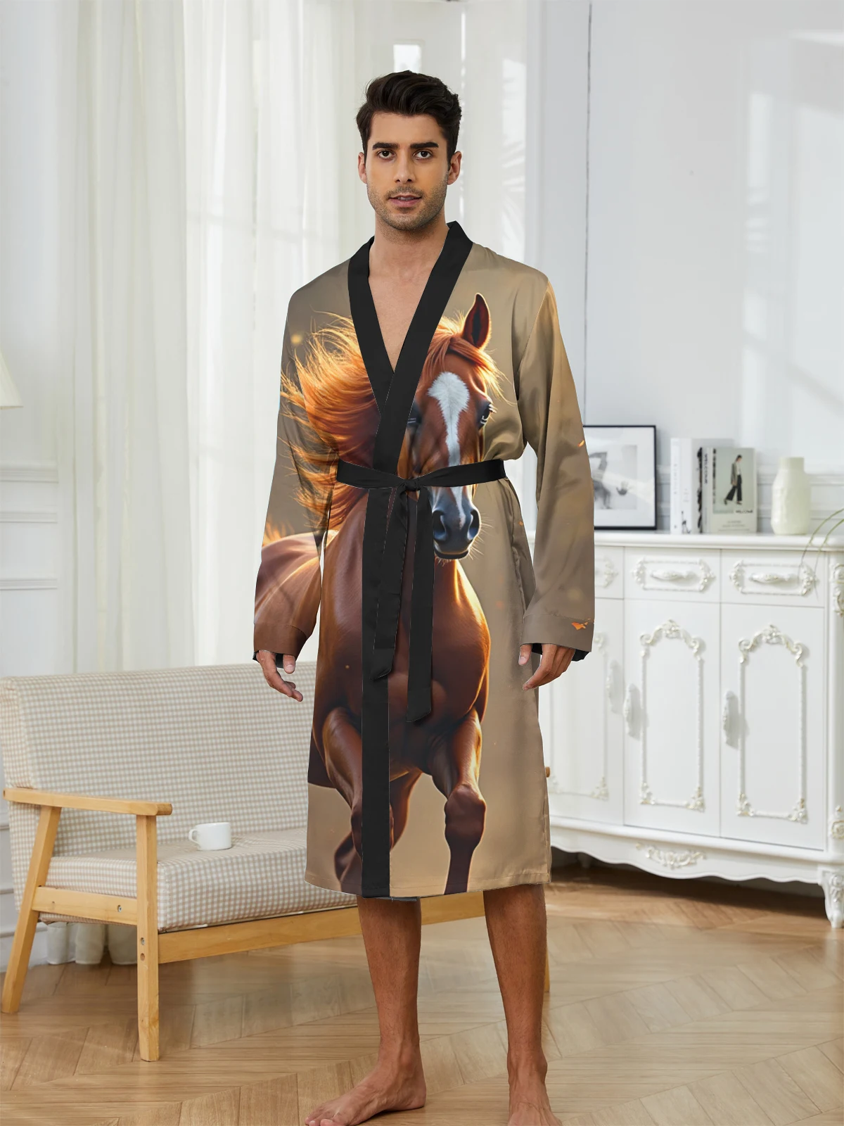 1pcs Men's Robes 2026 Spring/Summer 3D Printed Bathrobe Breathable Shower robe Graphic Robes bath robe dressing gown