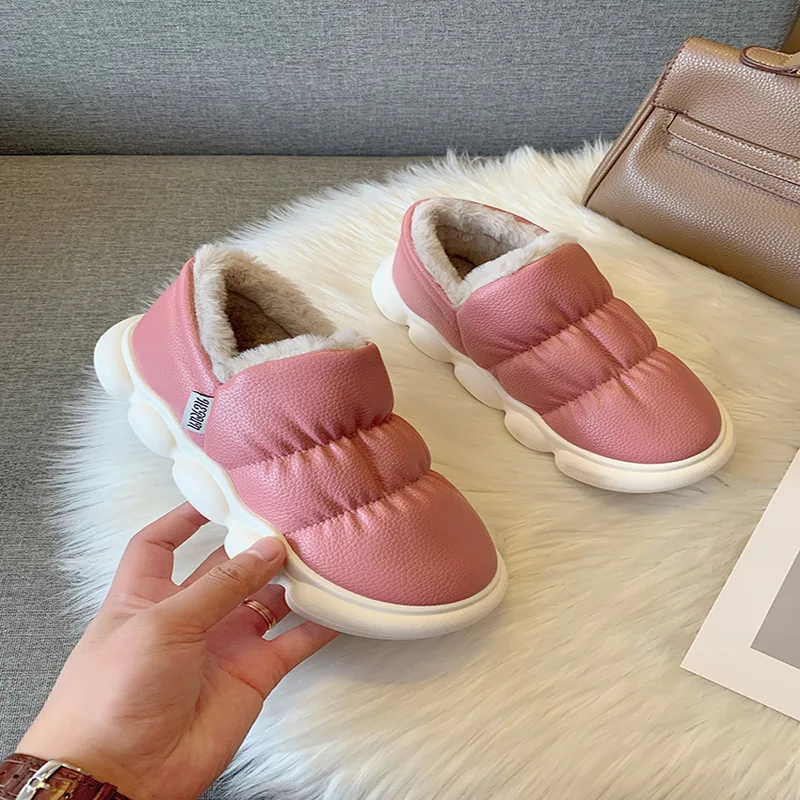 Waterproof Cotton Slippers Women Soft Sole Outdoor Indoor Home Shoes Anti-Slip Fashion Thick Sole Couple Winter Shoes Ladies