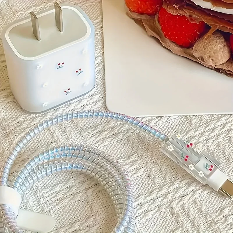 5-Pack Cherry Blossom Charger Cable Protector for iPhone Charger Cable Protector, iPhone  Charger Cable
