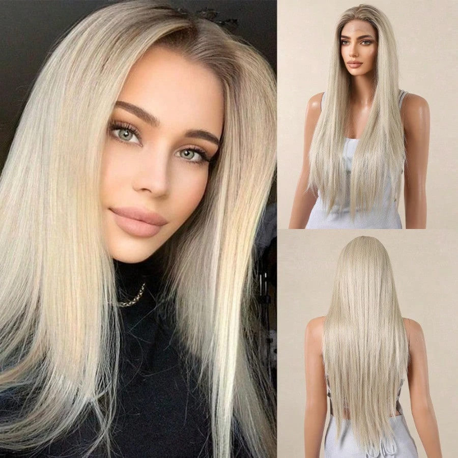 

Синтетический парик омбре: коричневые корни, светло-русый, 13x4, с кружевной передней частью, для женщин, длинный, прямой, на каждый день, термостойкий