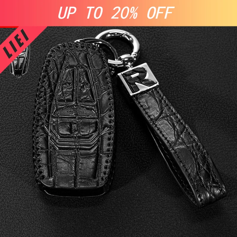 High End Leather Key Fob Cover for Aston Martin DB11 Vantage DBX, Car Key Case with Key Chains, Auto Interior Accessories