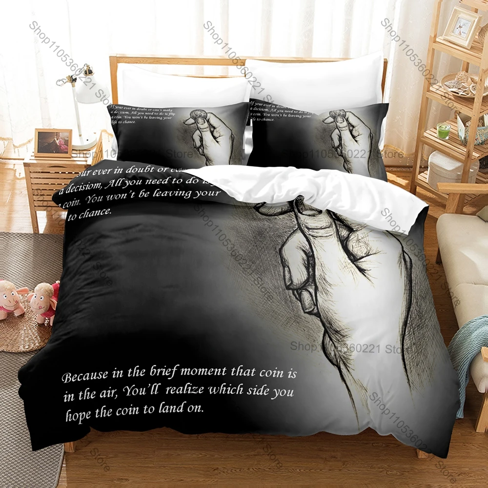 Fashion Misc Motivational Letter Graphic Bedding Set Duvet Cover With 2 Pillowcases Adult Room Decoration