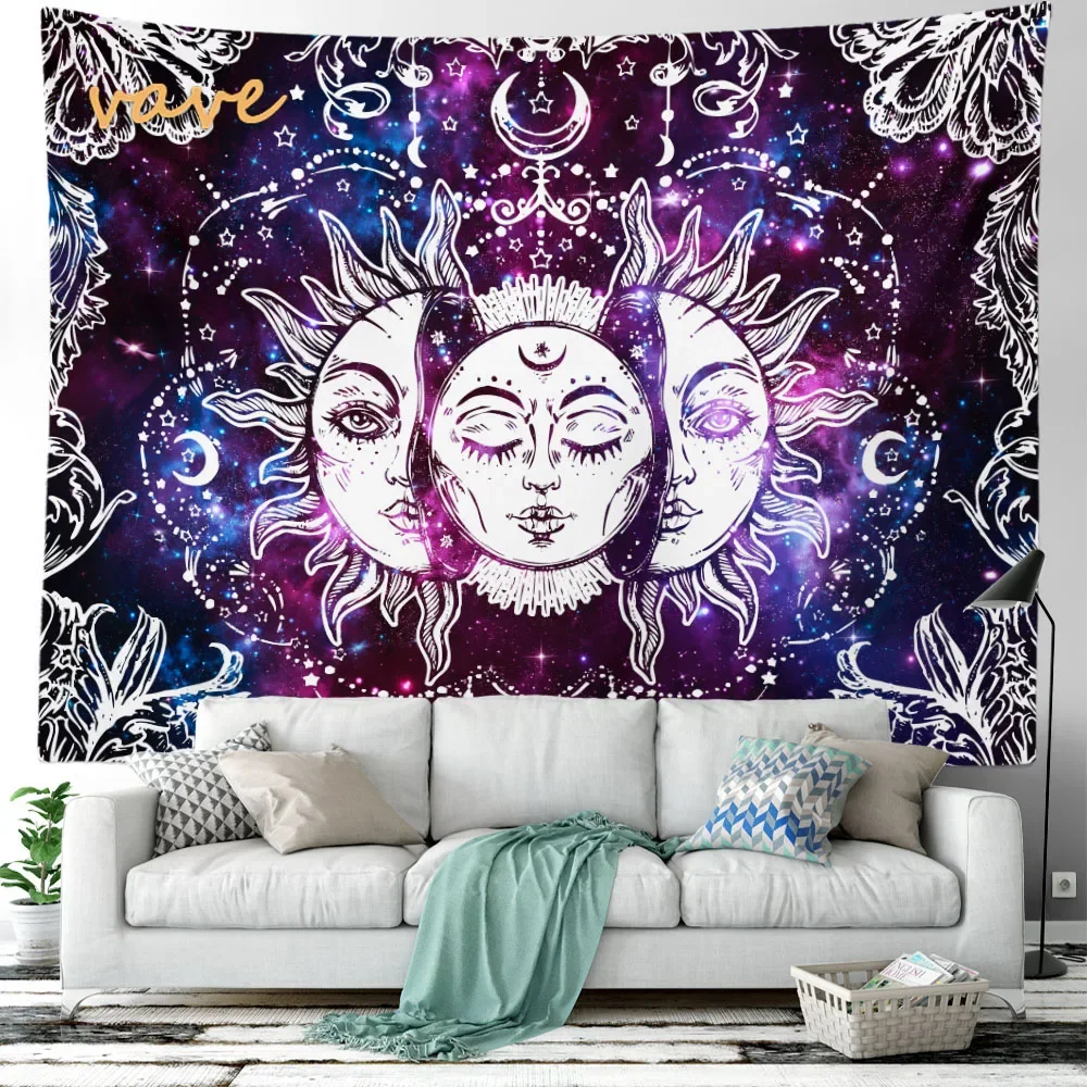 Mandala Tapestry Sun and Moon Tarot Cloth, Large Fabric, Wall Hanging, Boho Hippie Interior, Dorm Room Decor, Aesthetic