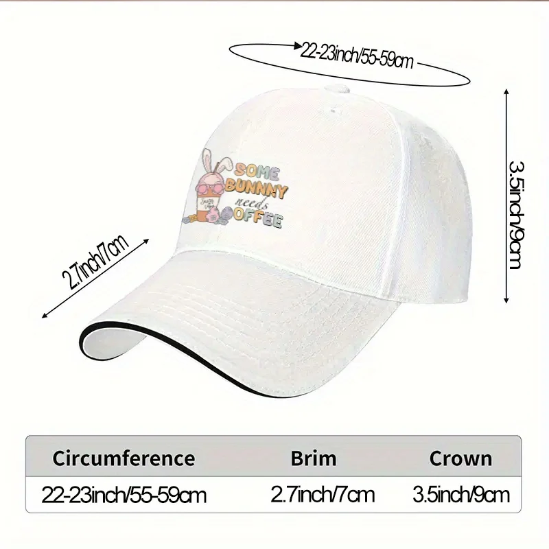 Some Bunny Needs Coffee Easter Graphic Baseball Cap Polyester Adult Casual Adjustable Hat