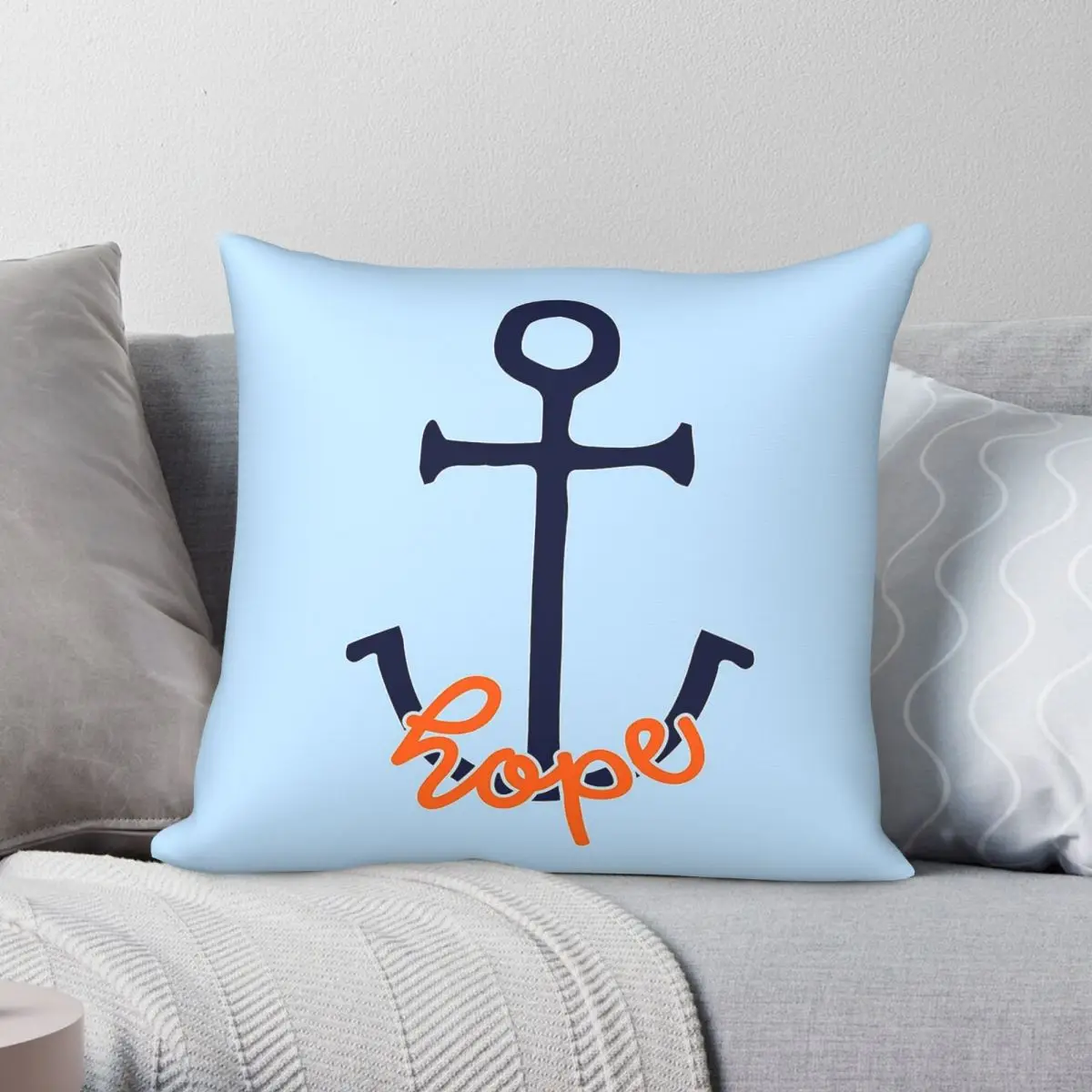Hope College Anchor Square Pillowcase Polyester Linen Velvet Printed Zip Decor Throw Pillow Case Home Cushion Cover 18