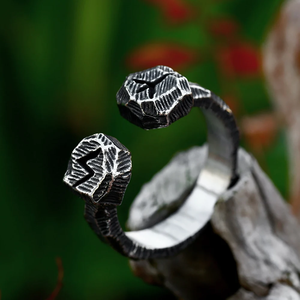 

New Style Fashion Runes Ring for Men Women Stainless Steel Simple Opening Rings Vintage Couple Jewelry Gifts Dropshipping