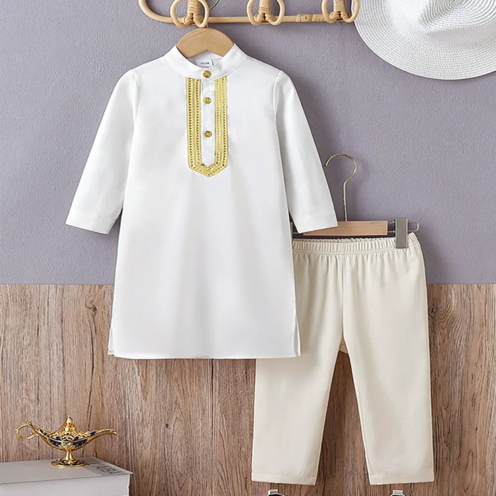 ¡En stock! Conjunto de Thobe bordado paquistaní: disfraz de adolescente para niños de estilo árabe para mercados de Oriente Medio