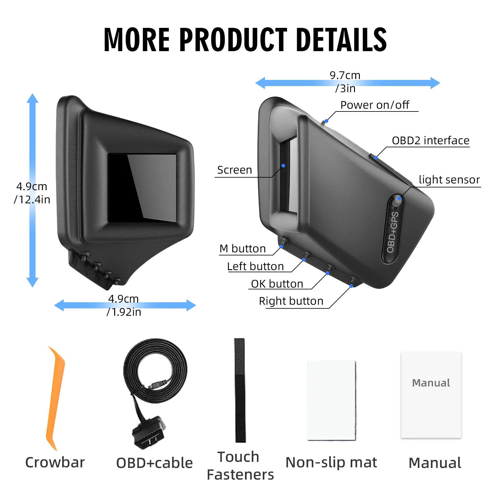 OBD2+GPS New Multi-function HUD Gadget On-board Computer A-pillar Trim Install RPM Turbo Oil Pressure Water Temp GPS Speedometer