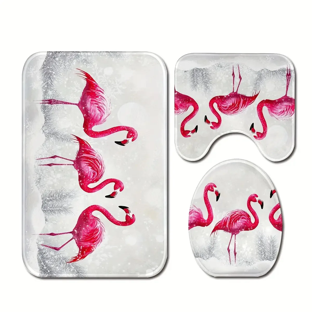 Tropical Flamingo Bath Mat Set with Slippers and Rug Absorbent Anti Slip Bathroom Decor Home Decor Bathroom Accessories Gift