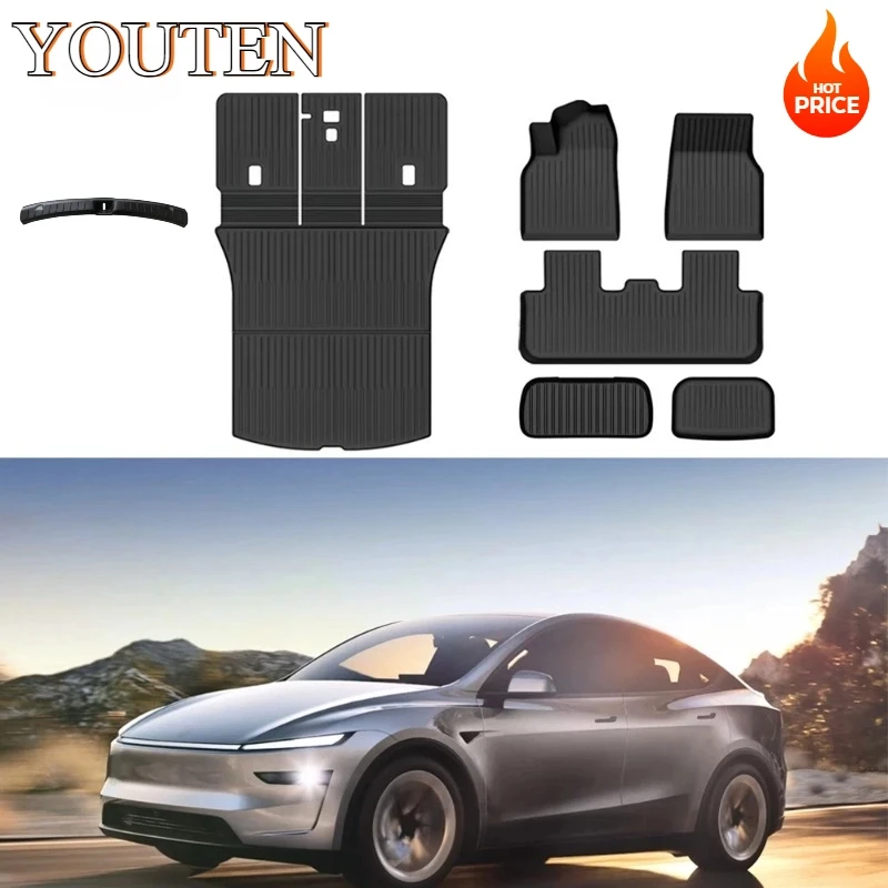 

7Pcs Tesla 2025 New Version Model Y Full Set of Floor Mats + Trunk Accessories, Stain-Resistant and Durable, Easy to Clean