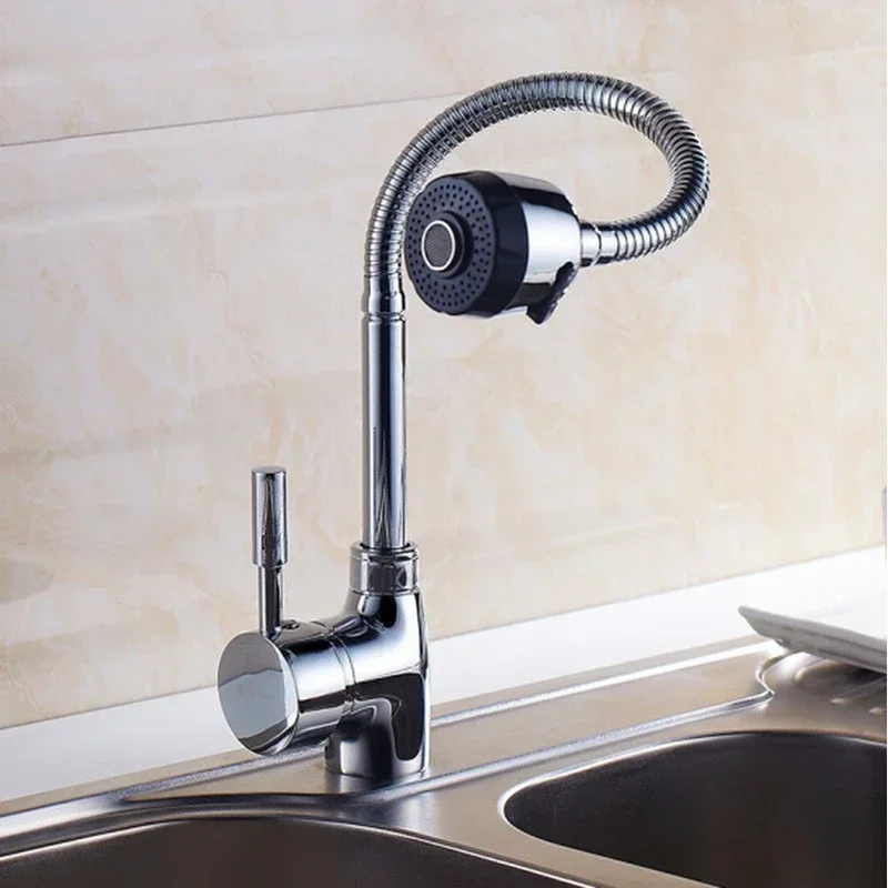 360° Rotatable Sink WashBasin Faucet 2 Modes Spray Bathroom Mixer Tap Single Handle Chrome Kitchen Faucets Deck Mounted