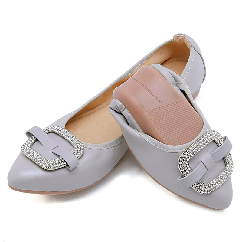 Lady Cheap Big Size 35-41 Flowers Diamond Women Ballet Flats Italian Shoes Latex Insole Pregnant Driving Loafers Cinderella Gold